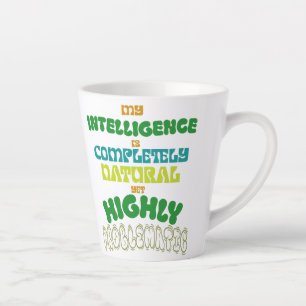 Taza De Café Latte Inteligencia Natural Divertida Tipografía Vintage