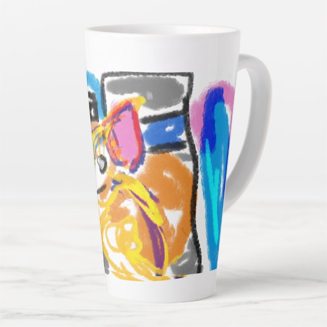 Taza De Café Latte Inu shiba en la ciudad (Ángulo derecho)