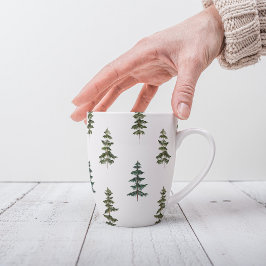 Taza De Café Latte Invierno de moda | Patrón de árbol de Navidad