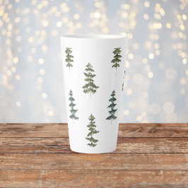Taza De Café Latte Invierno de moda | Patrón de árbol de Navidad