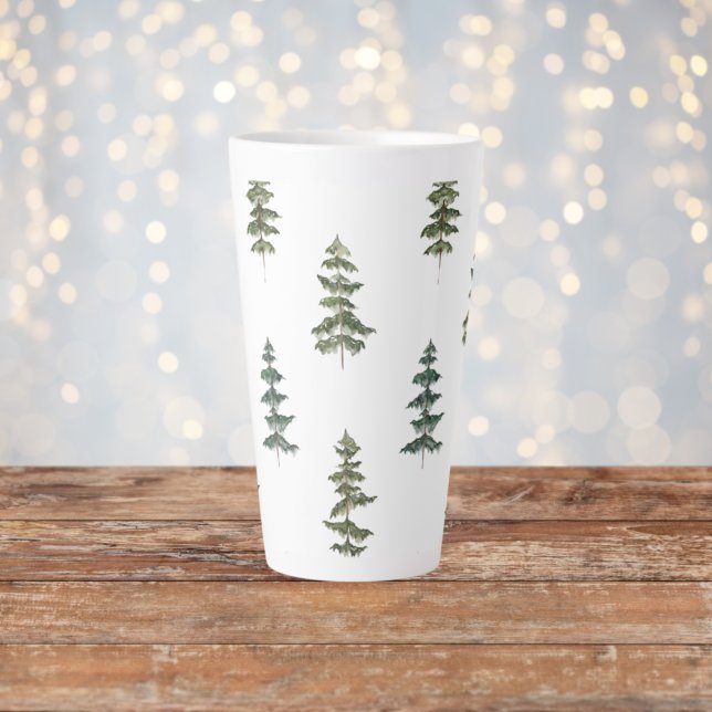 Taza De Café Latte Invierno de moda | Patrón de árbol de Navidad (Subido por el creador)