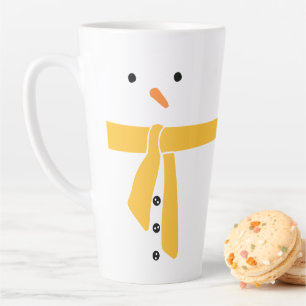 Taza De Café Latte Invierno de snowman amarillo anaranjado