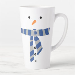 Taza De Café Latte Invierno de snowman azul grises fríos