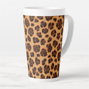 Taza De Café Latte Ir Estampado Leopardo Dorado Miro Tan Naranja Pelo