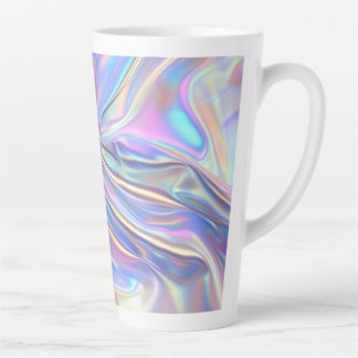 Taza De Café Latte Iridescent Shiny Metallic Fabric, Teal Gold Purple