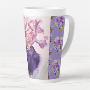 Taza De Café Latte Iris morado pintado a mano iris irlandeses de lata
