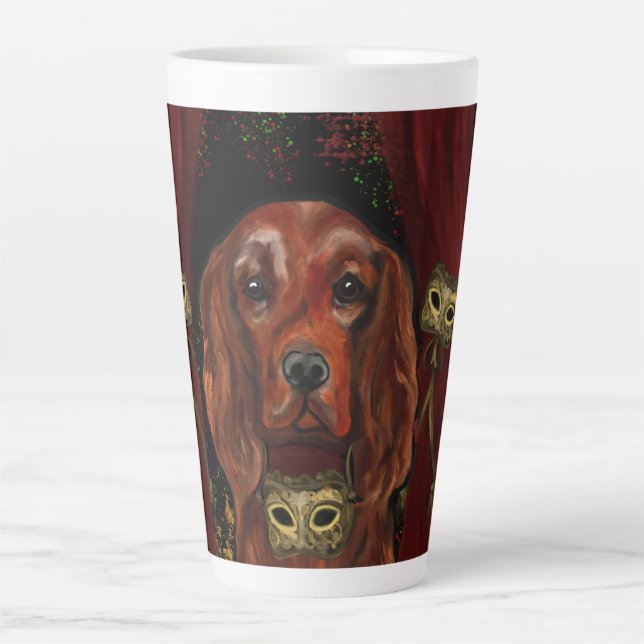 Taza De Café Latte Irish Red Setter    Postcard (Anverso)
