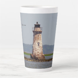 Taza De Café Latte Isla Cockspur Lighthouse lata mug