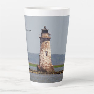 Taza De Café Latte Isla Cockspur Lighthouse lata mug