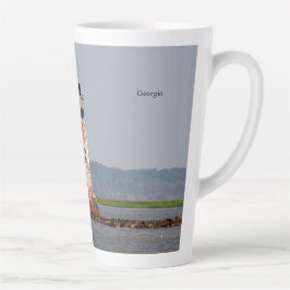 Taza De Café Latte Isla Cockspur Lighthouse lata mug