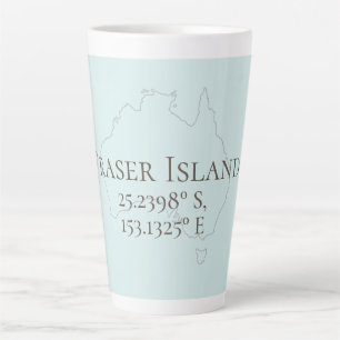 Taza De Café Latte Isla Fraser Australia Latitud y longitud