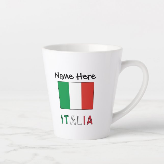 Taza De Café Latte Italia e Bandiera Italiana con il Tuo Nome (Derecha)