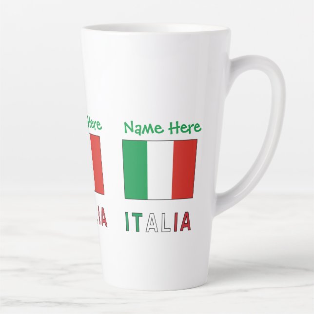 Taza De Café Latte Italia Italiana Bandiera Personalización Verde (Derecha)
