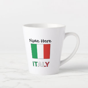 Taza De Café Latte Italia y bandera italiana con tu nombre