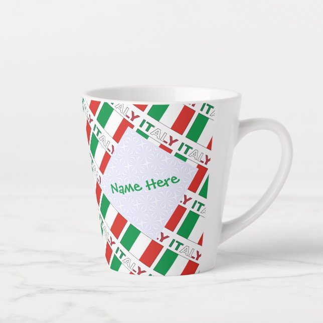 Taza De Café Latte Italia y la bandera italiana con la personalizació (Derecha)