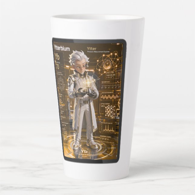 Taza De Café Latte  Iterbio (Yb) – Colección ATOMIVRA™ (Anverso)