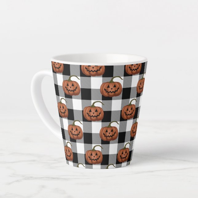 Taza De Café Latte Jack O Lanterns en la verificación de búfalos, Hal (Ángulo izquierdo)