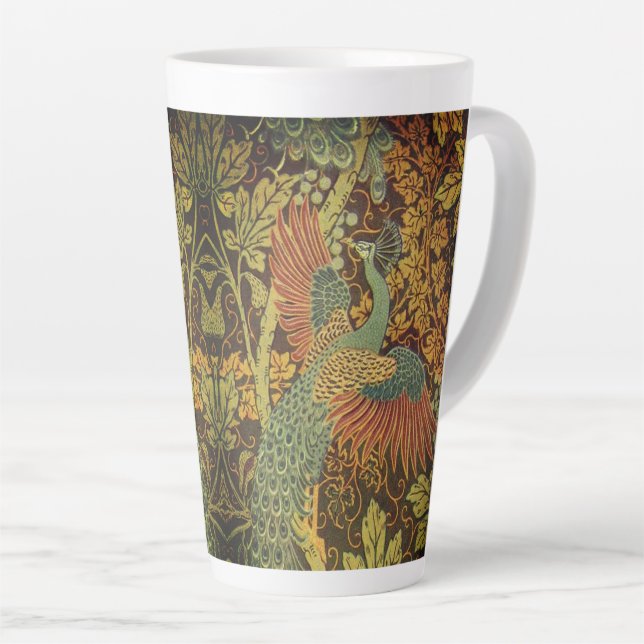 Taza De Café Latte Jacquard victoriano con flores de pavo real (Ángulo derecho)