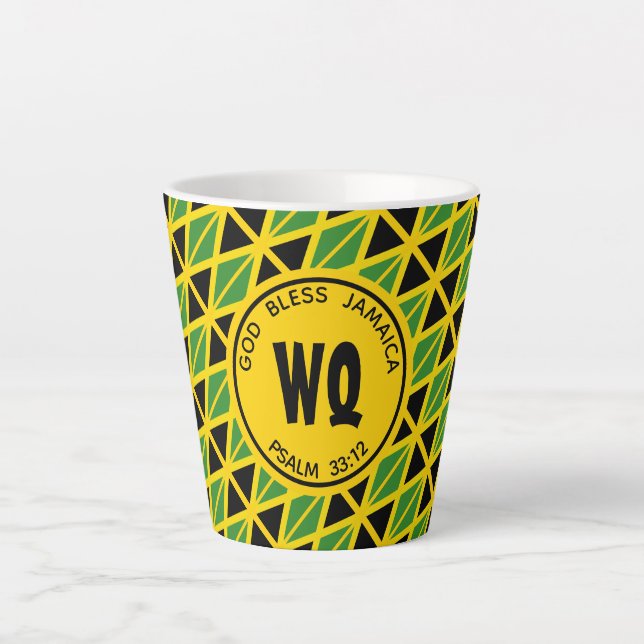 Taza De Café Latte JAMAICA FLAG Personalizable patriótico amarillo (Anverso)