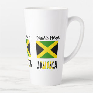 Taza De Café Latte Jamaica y bandera jamaicana con tu nombre