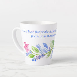 Taza De Café Latte Jane Austen Motto Floral Mug