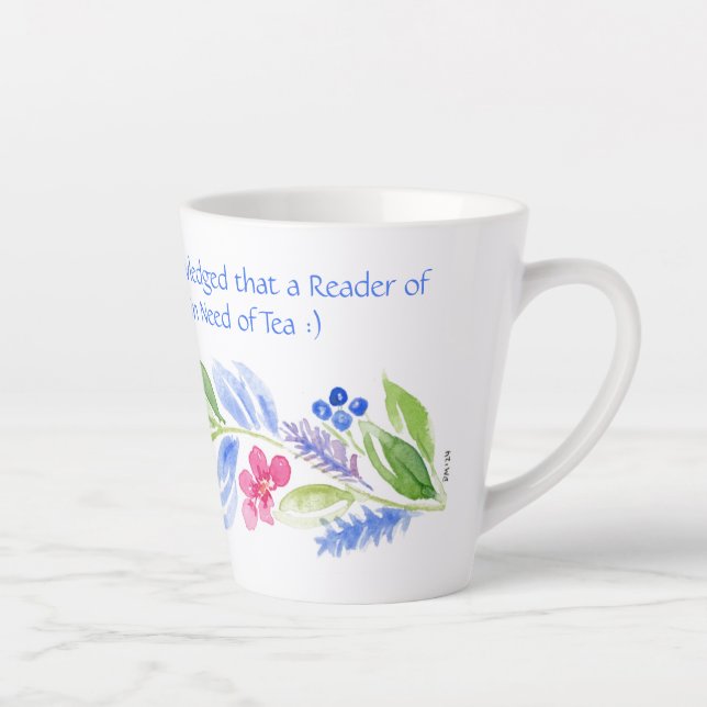 Taza De Café Latte Jane Austen Motto Floral Mug (Derecha)
