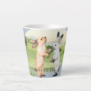 Taza De Café Latte Jardín Boda Pareja de Conejos