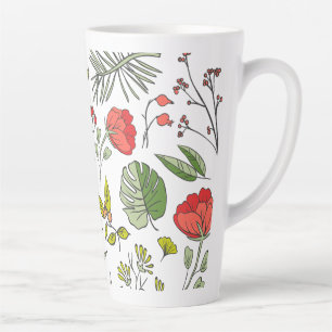 Taza De Café Latte Jardín Botánico de Flor Silvestre