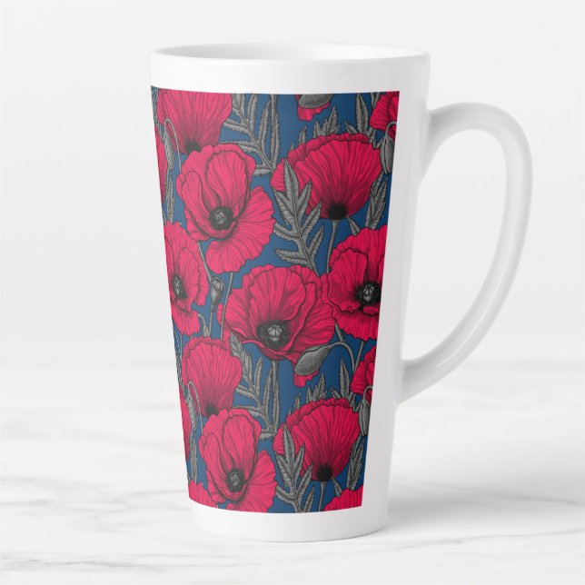 Taza De Café Latte Jardín de adormidera nocturno (Derecha)