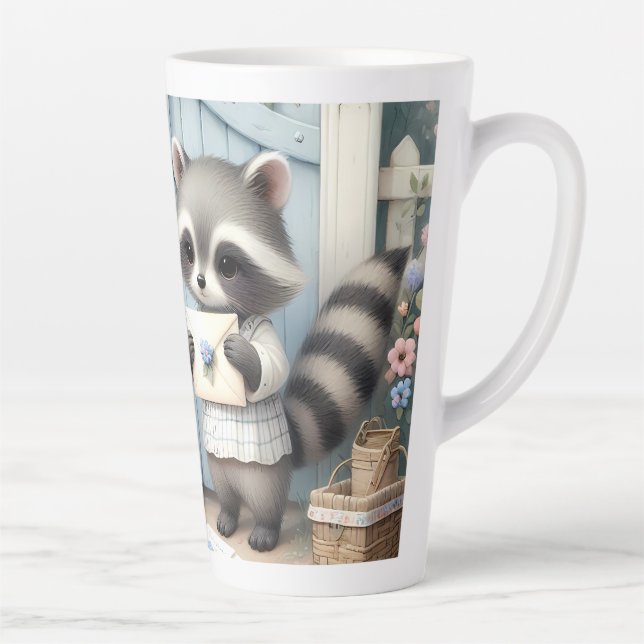 Taza De Café Latte Jardín de Cartas del Mapache Pastel (Derecha)
