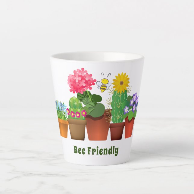 Taza De Café Latte Jardín de flores de cactus lindos (Anverso)