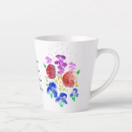 Taza De Café Latte Jardín de flores lluviosas en colores brillantes e