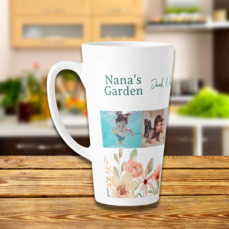 Taza De Café Latte Jardín de la abuela de la Collage de fotos persona