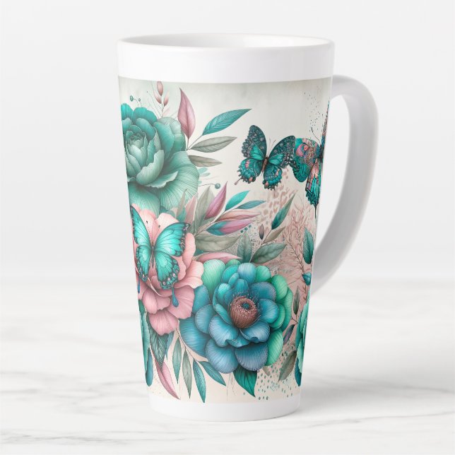 Taza De Café Latte Jardín de mariposas (Ángulo derecho)