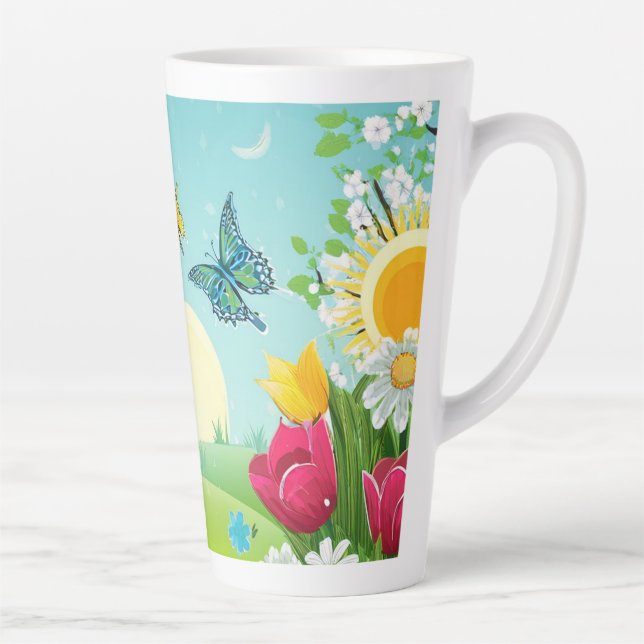 Taza De Café Latte Jardín de primavera3 (Derecha)