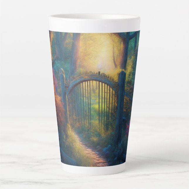 Taza De Café Latte Jardín forestal encantado | Arte digital (Anverso)