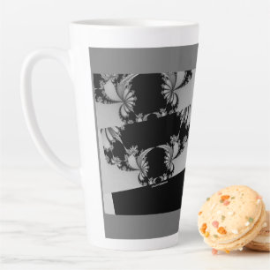 Taza De Café Latte Jardín fractal gris