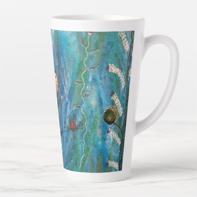 Taza De Café Latte Jardín oceánico (Derecha)