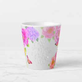 Taza De Café Latte Jardín Romántico de Peonías Mejor Mamá Gris