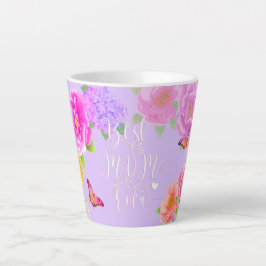 Taza De Café Latte Jardín Romántico de Peonías Moradas Mejor Mamá