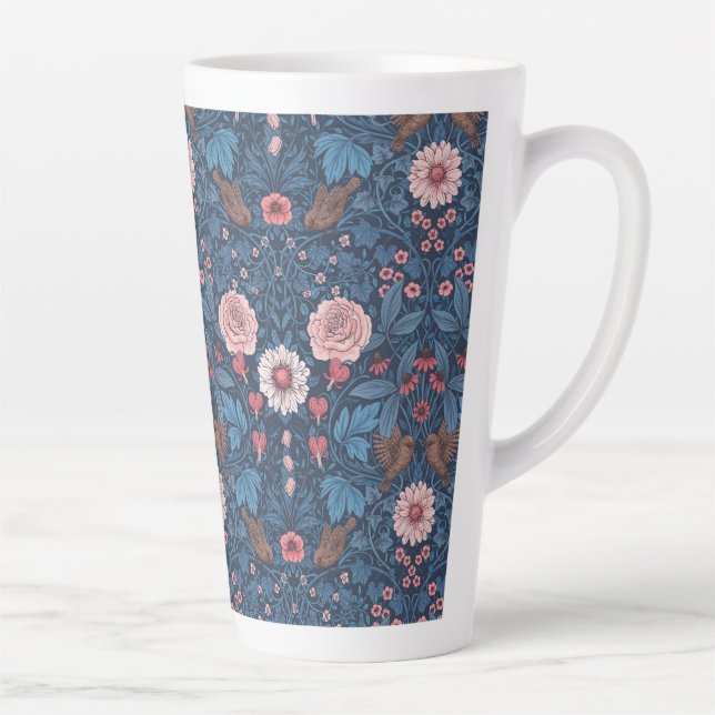 Taza De Café Latte Jardín salvaje en azul (Derecha)