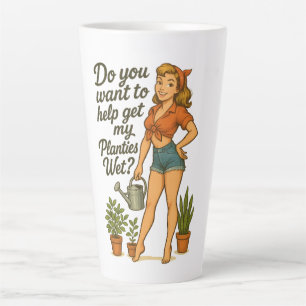 Taza De Café Latte Jardinero de Pin-Up descarado Diseño de broma Plan