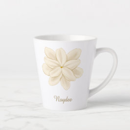 Taza De Café Latte Jasmine Flor Blanca Nombre Elegante