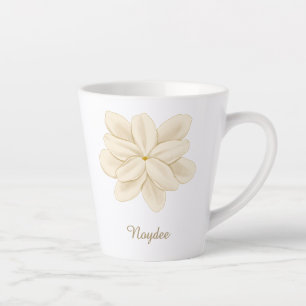 Taza De Café Latte Jasmine Flor Blanca Nombre Elegante