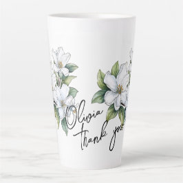 Taza De Café Latte Jasmine "¡Gracias!" Eslogan y nombre editables