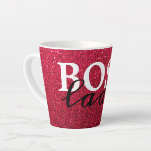 Taza De Café Latte Jefe Lady Red Purpurina Mug
