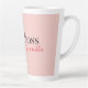 Taza De Café Latte Jefe y nombre de Chica rosado moderno | mejor rega (Derecha)
