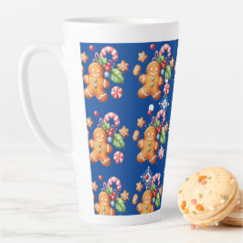 Taza De Café Latte Jengibre Navidad Menta Azul Nombre Nieve