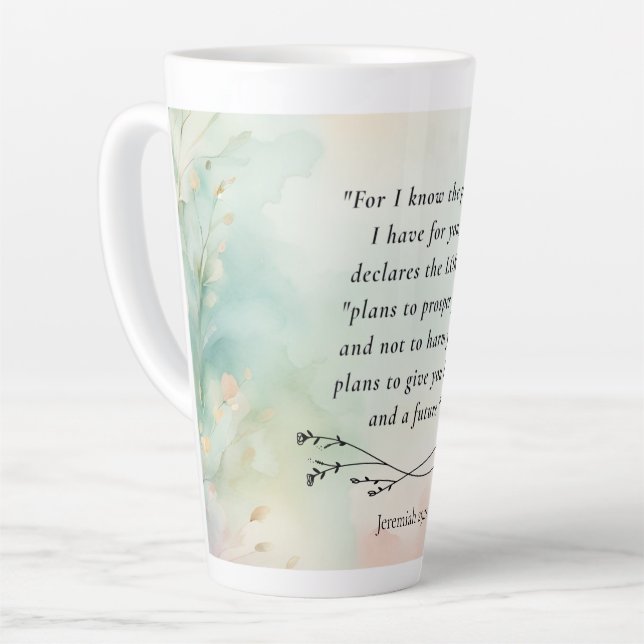 Taza De Café Latte Jeremiah 29:11 Biblia Verse Image (Ángulo izquierdo)