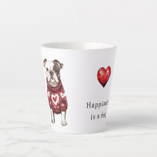 Taza De Café Latte Jersey Rojo Corazones Blancos La felicidad es un p